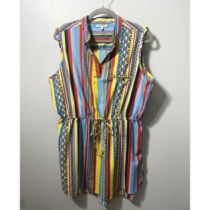 Palm Springs Resort Wear Womens Striped Top Bright Colors Lightweight Modern Art
